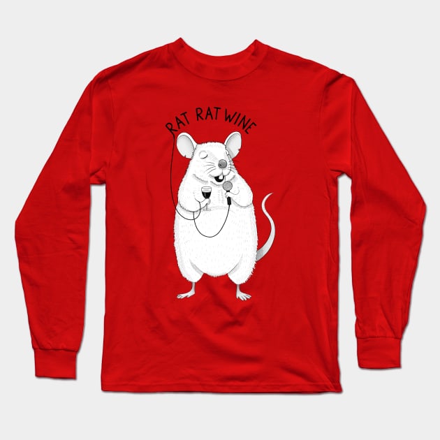 Rat Rat Wine | Animal Karaoke Collection Long Sleeve T-Shirt by DrawingEggen